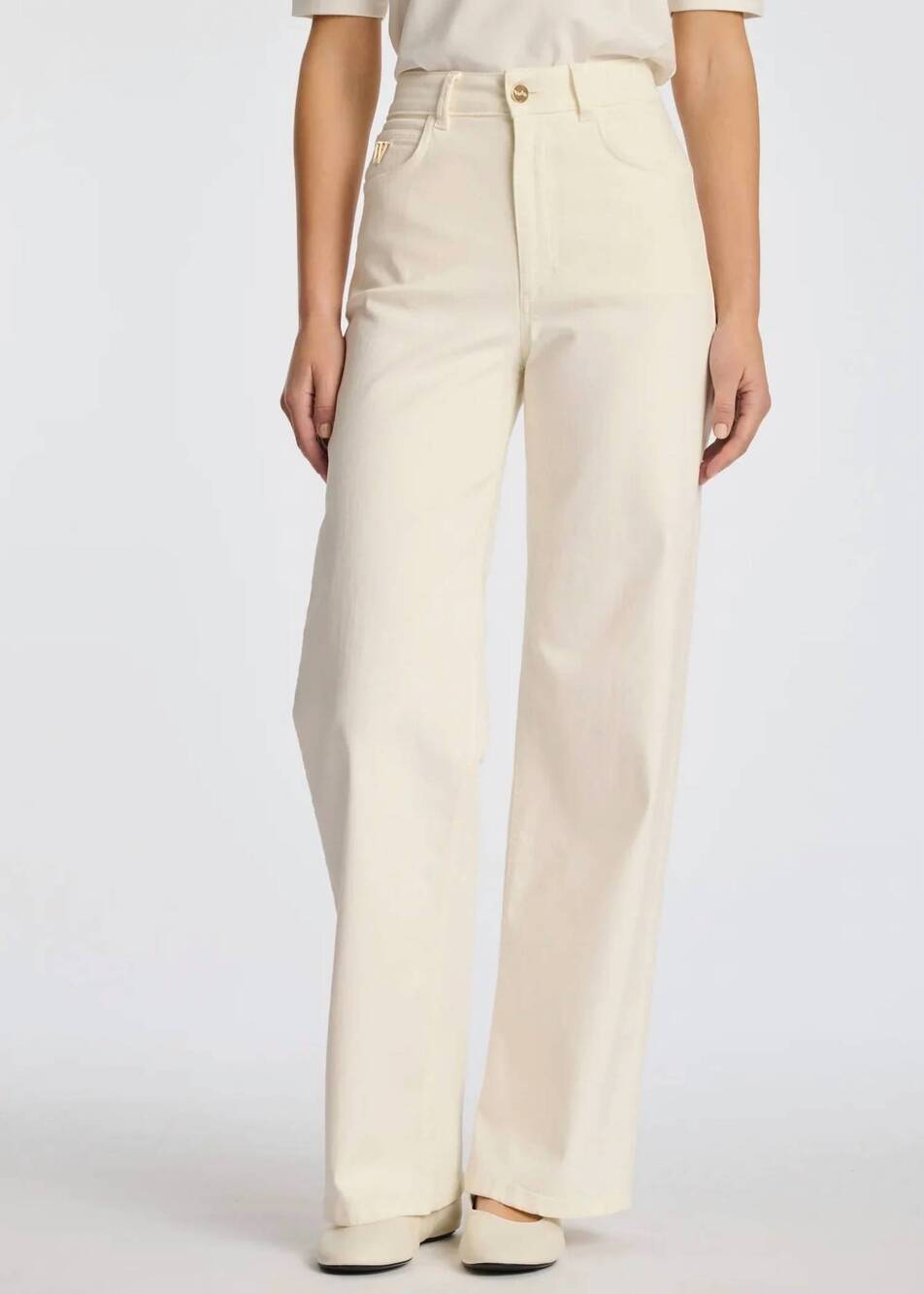 NEW WEILL high-waisted wide-leg jeans in ecru